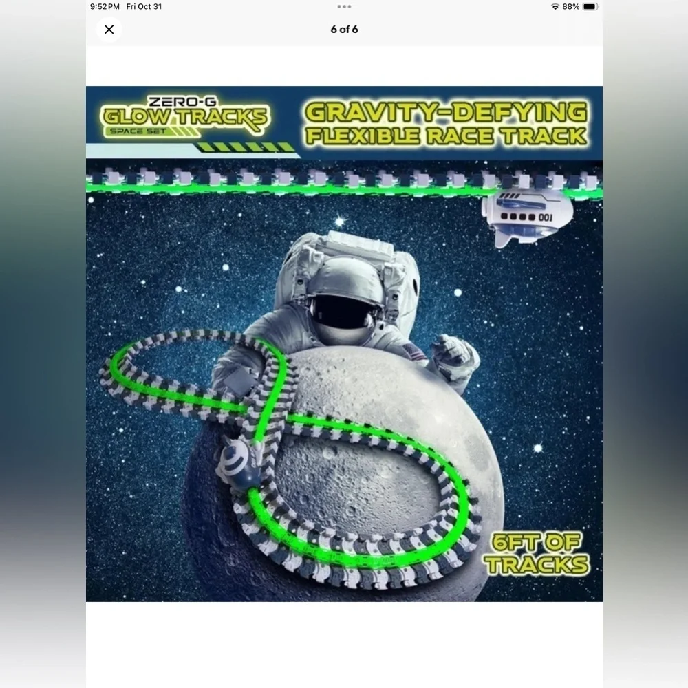 USA Toyz Zero G Space Glow Race Track for Kids- 258pc
